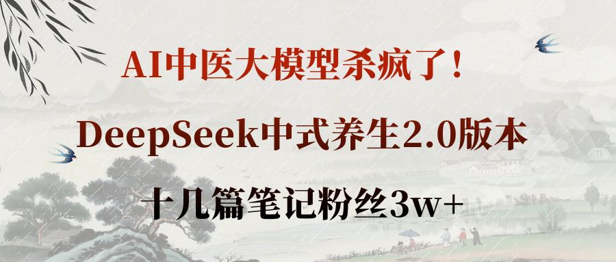 AI中医大模型杀疯了!DeepSeek中式养生2.0版本,十几篇笔记粉丝3w+-繁星副业