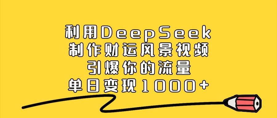 利用DeepSeek制作财运风景视频，引爆视频流量，单日变现1000+-繁星副业